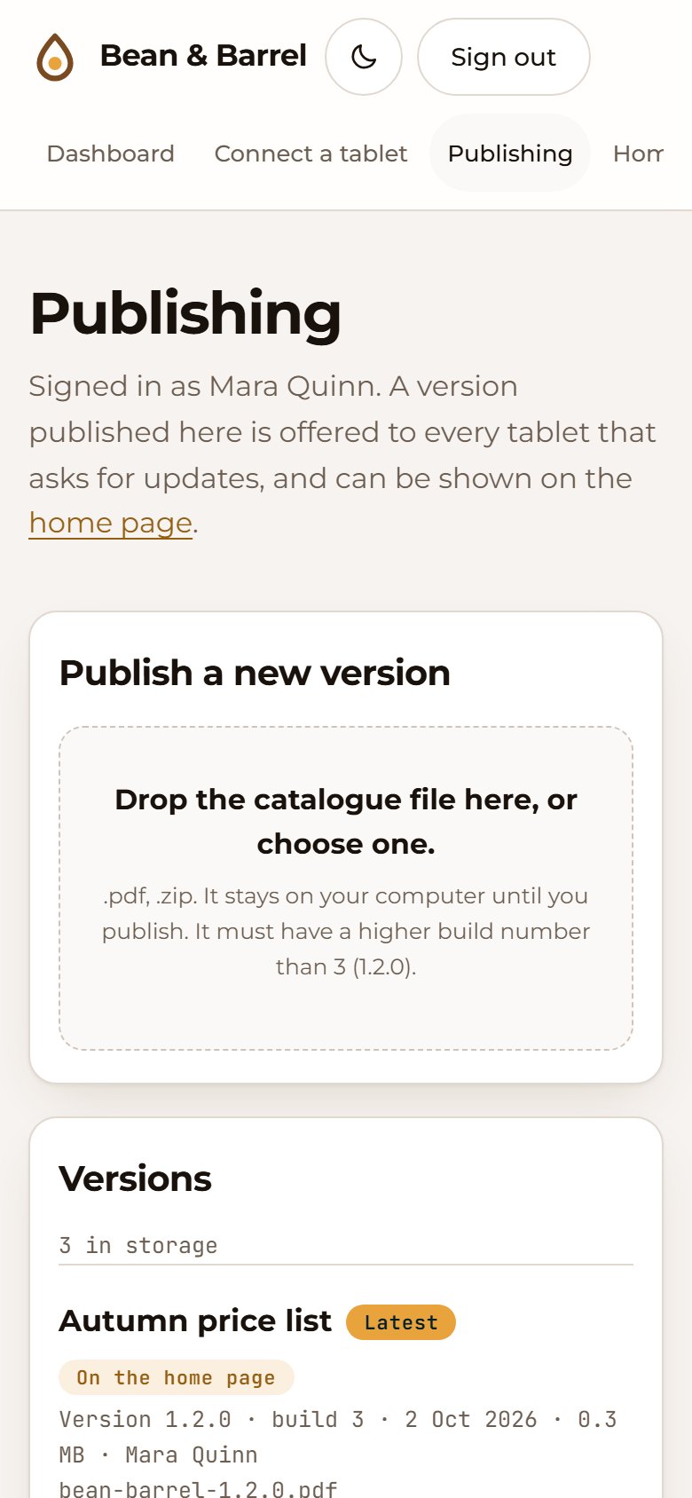 Publishing area on a phone